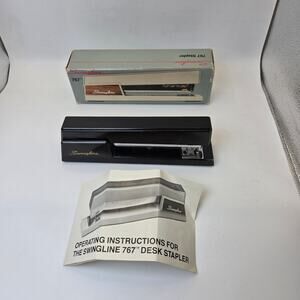 Vintage Swingline 767 Stapler Black Metal Desktop Stapler w/ Box Made in USA